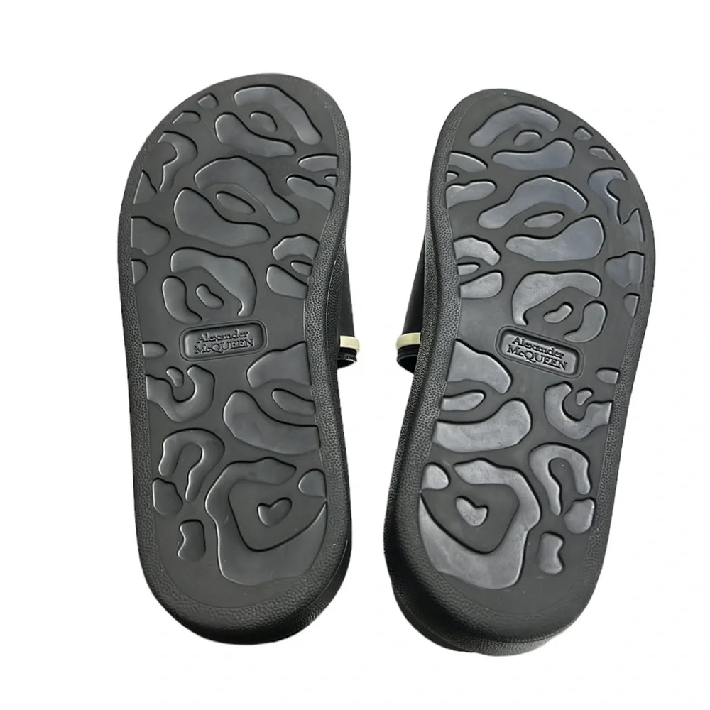 Alexander McQueen Black Oversized Hybrid Signature Slide Sandals Size 41D